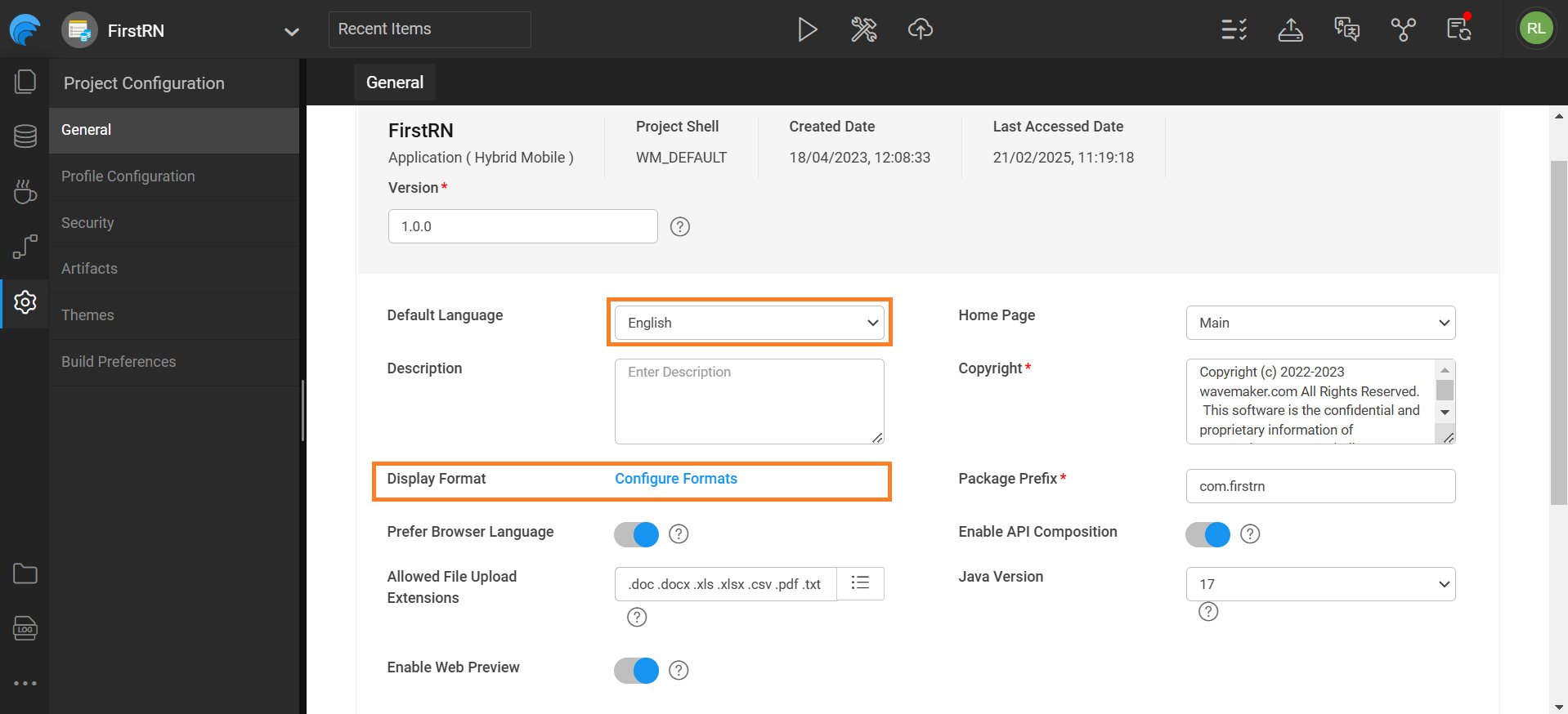 Default Language Settings
